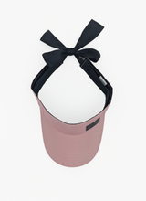 Load image into Gallery viewer, Dusty Rose Pink Tie-Now Visor - Black Sunrise UK Satin Lined Hats,. Satin lined Beanie, Hoodies. For children, adults, babies. For those with curly natural hair, sensitive scalps and fragile curls.