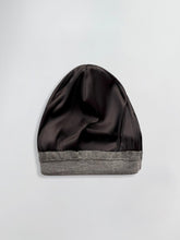 Load image into Gallery viewer, Gray Satin Lined beanie on a light gray background
