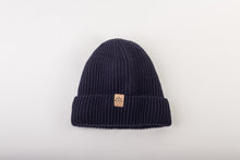 Load image into Gallery viewer, Navy Satin Lined Beanie - Black Sunrise UK Satin Lined Hats,. Satin lined Beanie, Hoodies. For children, adults, babies. For those with curly natural hair, sensitive scalps and fragile curls.
