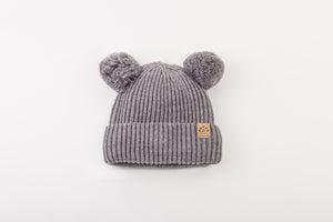Mummy and Me Soft Grey Pom Pom Beanies - Black Sunrise UK Satin Lined Hats,. Satin lined Beanie, Hoodies. For children, adults, babies. For those with curly natural hair, sensitive scalps and fragile curls.