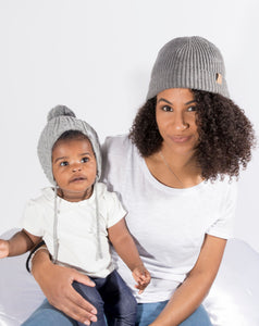 Soft Grey Satin Lined Beanie - Black Sunrise UK Satin Lined Hats,. Satin lined Beanie, Hoodies. For children, adults, babies. For those with curly natural hair, sensitive scalps and fragile curls.
