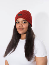 Load image into Gallery viewer, Absolute Burnt Orange Satin Lined Beanie - Black Sunrise UK Satin Lined Hats,. Satin lined Beanie, Hoodies. For children, adults, babies. For those with curly natural hair, sensitive scalps and fragile curls.
