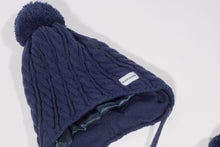 Load image into Gallery viewer, Ear Loving Beanie in Navy - Child 2-5 Years - Black Sunrise UK Satin Lined Hats,. Satin lined Beanie, Hoodies. For children, adults, babies. For those with curly natural hair, sensitive scalps and fragile curls.

