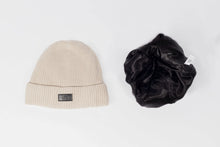 Load image into Gallery viewer, Absolute Oatmeal Cream Satin Lined Beanie - Black Sunrise UK Satin Lined Hats,. Satin lined Beanie, Hoodies. For children, adults, babies. For those with curly natural hair, sensitive scalps and fragile curls.
