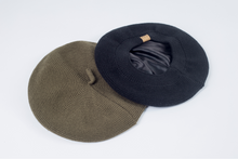 Load image into Gallery viewer, Khaki Beret Satin Lined - Black Sunrise UK Satin Lined Hats,. Satin lined Beanie, Hoodies. For children, adults, babies. For those with curly natural hair, sensitive scalps and fragile curls.
