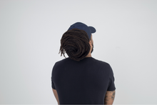 Load image into Gallery viewer, Navy Satin Lined Full Baseball Cap - Black Sunrise UK Satin Lined Hats,. Satin lined Beanie, Hoodies. For children, adults, babies. For those with curly natural hair, sensitive scalps and fragile curls.
