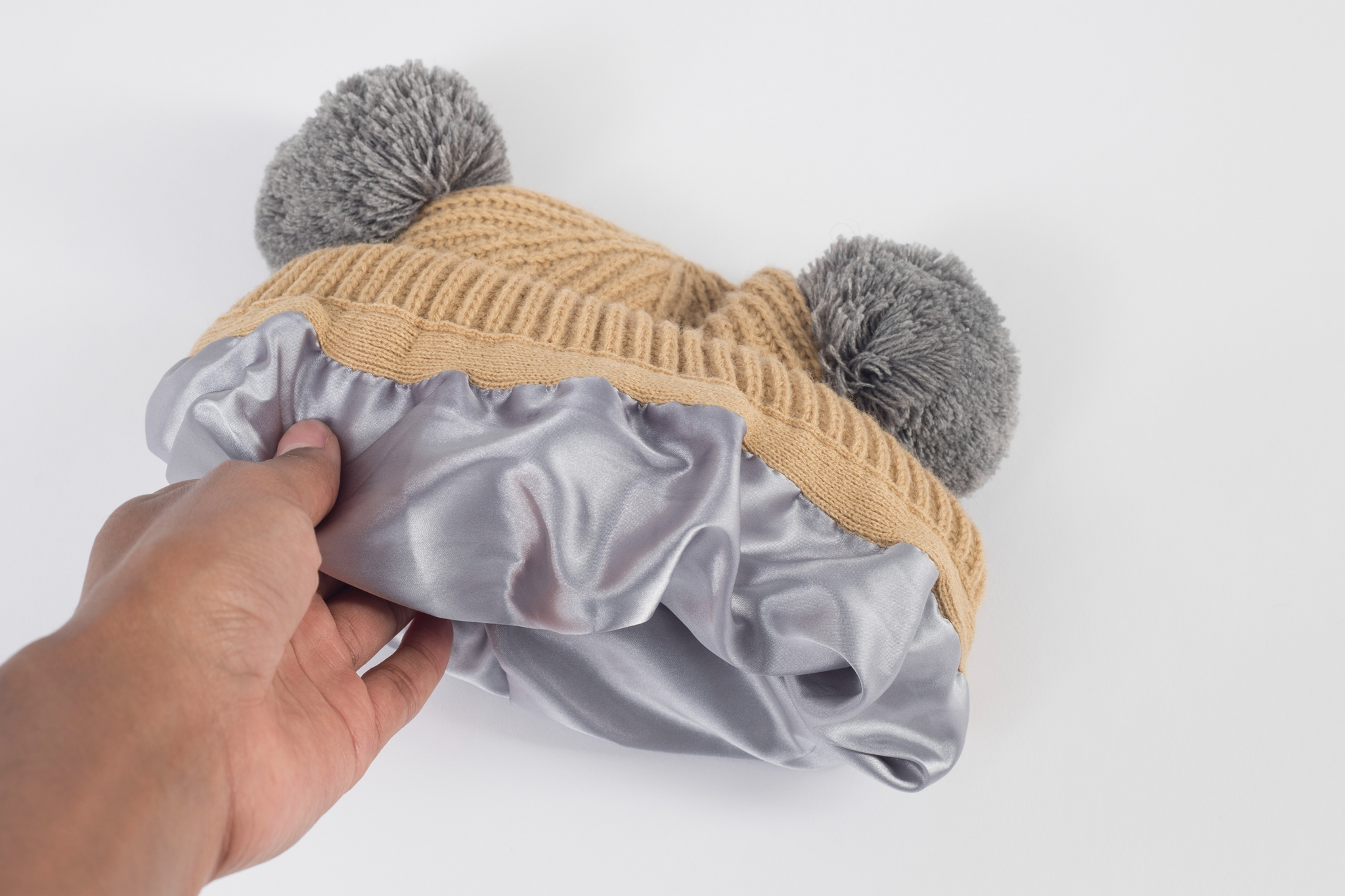 Tan Beanie Satin Lined Winter Hat – Black Sunrise UK Satin Lined