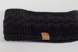 Knitted Satin Lined Headband - Black Sunrise UK Satin Lined Hats,. Satin lined Beanie, Hoodies. For children, adults, babies. For those with curly natural hair, sensitive scalps and fragile curls.