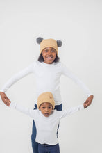 Load image into Gallery viewer, Tan Satin Lined Beanie - 1-3 Years - Black Sunrise UK Satin Lined Hats,. Satin lined Beanie, Hoodies. For children, adults, babies. For those with curly natural hair, sensitive scalps and fragile curls.

