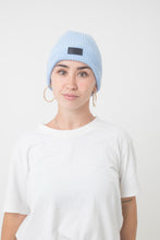 Load image into Gallery viewer, Absolute Sky Blue Satin Lined Beanie - Black Sunrise UK Satin Lined Hats,. Satin lined Beanie, Hoodies. For children, adults, babies. For those with curly natural hair, sensitive scalps and fragile curls.
