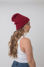 Load image into Gallery viewer, Red Stripes Tall Satin Lined Beanie - Black Sunrise UK Satin Lined Hats,. Satin lined Beanie, Hoodies. For children, adults, babies. For those with curly natural hair, sensitive scalps and fragile curls.

