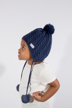 Load image into Gallery viewer, Ear Loving Beanie in Navy - Child 2-5 Years - Black Sunrise UK Satin Lined Hats,. Satin lined Beanie, Hoodies. For children, adults, babies. For those with curly natural hair, sensitive scalps and fragile curls.
