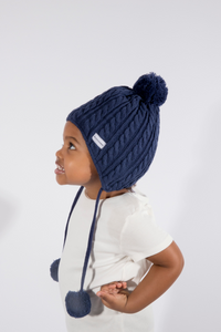 Ear Loving Beanie in Navy - Child 2-5 Years - Black Sunrise UK Satin Lined Hats,. Satin lined Beanie, Hoodies. For children, adults, babies. For those with curly natural hair, sensitive scalps and fragile curls.