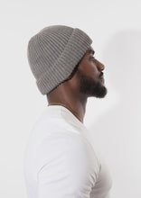 Load image into Gallery viewer, Grey Satin Lined Beanie - Black Sunrise UK Satin Lined Hats,. Satin lined Beanie, Hoodies. For children, adults, babies. For those with curly natural hair, sensitive scalps and fragile curls.
