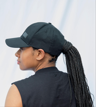 Load image into Gallery viewer, Full Black Satin Lined Baseball Cap - Black Sunrise UK Satin Lined Hats,. Satin lined Beanie, Hoodies. For children, adults, babies. For those with curly natural hair, sensitive scalps and fragile curls.
