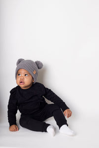 Child Soft Grey Satin Lined Beanie - 1-3 Years - Black Sunrise UK Satin Lined Hats,. Satin lined Beanie, Hoodies. For children, adults, babies. For those with curly natural hair, sensitive scalps and fragile curls.