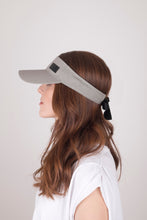 Load image into Gallery viewer, Dove Grey Tie-Now Visor - Black Sunrise UK Satin Lined Hats,. Satin lined Beanie, Hoodies. For children, adults, babies. For those with curly natural hair, sensitive scalps and fragile curls.
