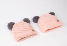 Load image into Gallery viewer, Adult Sized Pink Pom Pom Satin Lined Beanie - Black Sunrise UK Satin Lined Hats,. Satin lined Beanie, Hoodies. For children, adults, babies. For those with curly natural hair, sensitive scalps and fragile curls.
