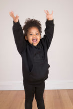 Load image into Gallery viewer, Children&#39;s Satin Lined Hoodie in Black - Black Sunrise UK Satin Lined Hats,. Satin lined Beanie, Hoodies. For children, adults, babies. For those with curly natural hair, sensitive scalps and fragile curls.
