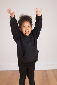 Children's Satin Lined Hoodie in Black - Black Sunrise UK Satin Lined Hats,. Satin lined Beanie, Hoodies. For children, adults, babies. For those with curly natural hair, sensitive scalps and fragile curls.