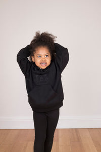 Children's Satin Lined Hoodie in Black - Black Sunrise UK Satin Lined Hats,. Satin lined Beanie, Hoodies. For children, adults, babies. For those with curly natural hair, sensitive scalps and fragile curls.