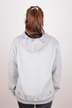 Load image into Gallery viewer, Satin Lined Hoodie in Teal Grey - Black Sunrise UK Satin Lined Hats,. Satin lined Beanie, Hoodies. For children, adults, babies. For those with curly natural hair, sensitive scalps and fragile curls.
