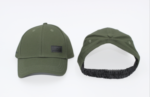 Khaki Green Satin Lined Half-Full Baseball Cap - Black Sunrise UK Satin Lined Hats,. Satin lined Beanie, Hoodies. For children, adults, babies. For those with curly natural hair, sensitive scalps and fragile curls.