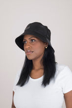 Load image into Gallery viewer, Reversible Black Satin Lined Bucket Hat - Black Sunrise UK Satin Lined Hats,. Satin lined Beanie, Hoodies. For children, adults, babies. For those with curly natural hair, sensitive scalps and fragile curls.
