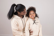 Load image into Gallery viewer, Satin Lined Hoodie in Cream - Black Sunrise UK Satin Lined Hats,. Satin lined Beanie, Hoodies. For children, adults, babies. For those with curly natural hair, sensitive scalps and fragile curls.
