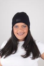 Load image into Gallery viewer, Absolute Midnight Black Satin Lined Beanie - Black Sunrise UK Satin Lined Hats,. Satin lined Beanie, Hoodies. For children, adults, babies. For those with curly natural hair, sensitive scalps and fragile curls.
