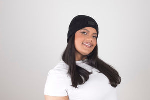 Absolute Midnight Black Satin Lined Beanie - Black Sunrise UK Satin Lined Hats,. Satin lined Beanie, Hoodies. For children, adults, babies. For those with curly natural hair, sensitive scalps and fragile curls.