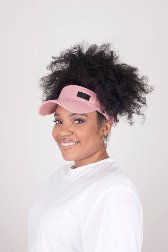 Rose Pink Tie-Now Visor Satin Lined Tennis Visor – Black Sunrise
