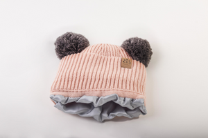 Blush Pink Pom Pom - Child 1-3 Years Satin Lined Beanie - Black Sunrise UK Satin Lined Hats,. Satin lined Beanie, Hoodies. For children, adults, babies. For those with curly natural hair, sensitive scalps and fragile curls.