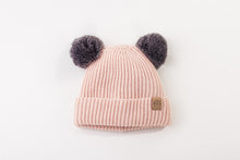 Load image into Gallery viewer, Blush Pink Pom Pom - Child 1-3 Years Satin Lined Beanie - Black Sunrise UK Satin Lined Hats,. Satin lined Beanie, Hoodies. For children, adults, babies. For those with curly natural hair, sensitive scalps and fragile curls.
