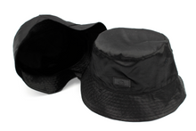 Load image into Gallery viewer, Reversible Black Satin Lined Bucket Hat - Black Sunrise UK Satin Lined Hats,. Satin lined Beanie, Hoodies. For children, adults, babies. For those with curly natural hair, sensitive scalps and fragile curls.
