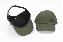 Load image into Gallery viewer, Khaki Green Satin Lined Half-Full Baseball Cap - Black Sunrise UK Satin Lined Hats,. Satin lined Beanie, Hoodies. For children, adults, babies. For those with curly natural hair, sensitive scalps and fragile curls.
