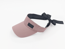 Load image into Gallery viewer, Dusty Rose Pink Tie-Now Visor - Black Sunrise UK Satin Lined Hats,. Satin lined Beanie, Hoodies. For children, adults, babies. For those with curly natural hair, sensitive scalps and fragile curls.
