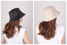 Load image into Gallery viewer, Reversible Black Stone Satin Lined Bucket Hat - Black Sunrise UK Satin Lined Hats,. Satin lined Beanie, Hoodies. For children, adults, babies. For those with curly natural hair, sensitive scalps and fragile curls.
